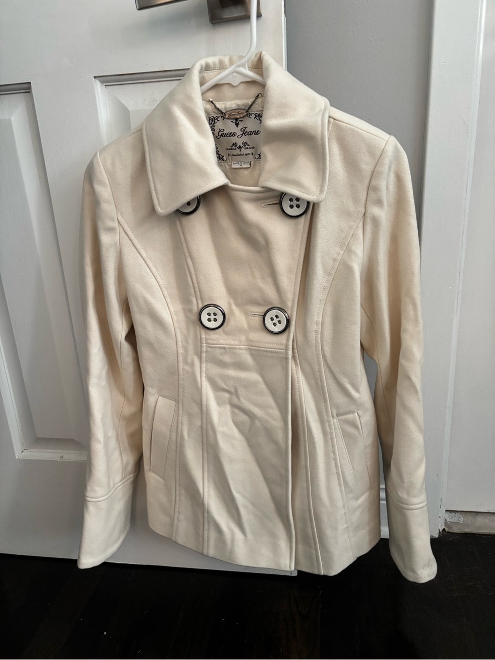 Guess Cream Womens Wool Peacoat